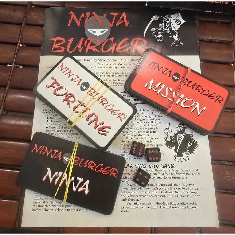 Ninja Burger Card Game 2003 Steve Jackson Games 1430 Missing 4 Cards